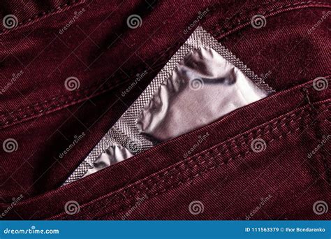 Condoms In A Pocket Of The Blue Jeans Stock Image Image Of Condom