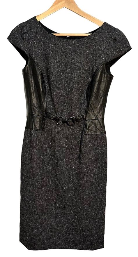 Tahari Arthur S Levine Womens Size 2 Black Speckled Cap Sleeve Sheath