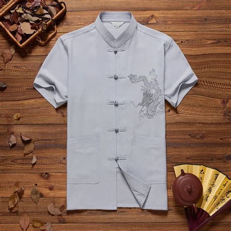 Summer Cotton Linen Short Sleeve Shirt Loose Tai Chi Kung Fu Clothing