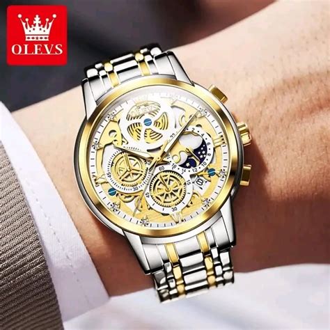 Olevs Watch Model For Men Waterproof Trendy Hollow Carved Design