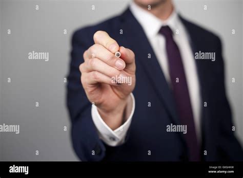 Business Man Writing On Whiteboard Stock Photo Alamy