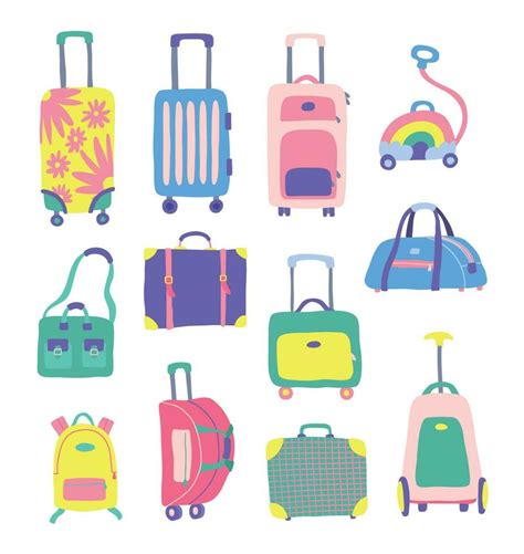 Cartoon Color Various Luggage Icons Set. Vector 24231534 Vector Art at ...