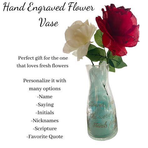 Personalized Custom Hand Engraved Flower Vase Fresh Flower Vase