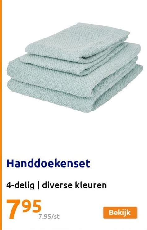 Handdoekenset 4 Delig Diverse Kleuren Aanbieding Bij Action