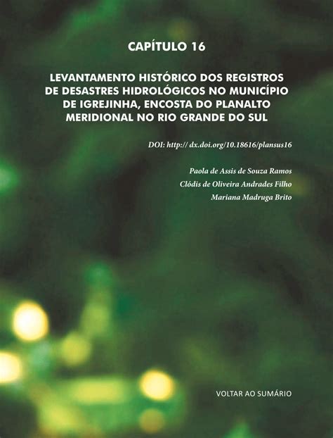 Pdf Cap Tulo Levantamento Hist Rico Dos Registros De Desastres