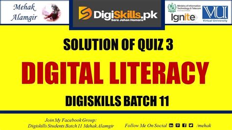 Digiskills Digital Literacy Quiz 3 Digital Literacy Batch 11 YouTube