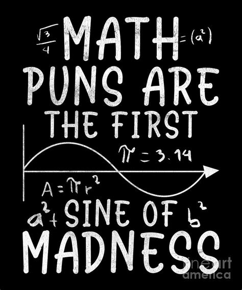 Math Puns Are The First Sine Of Madness Funny Math Digital Art By