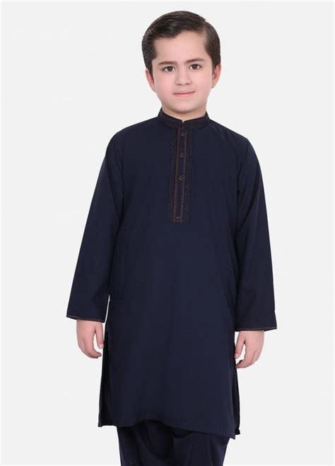 Buy Edenrobe Cotton Embroidered Boys Kameez Shalwar Blue Eds18b 3500