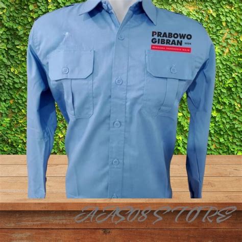 Jual KEMEJA PRABOWO GIBRAN SERAGAM PRABOWO GIBRAN BIRU MUDA PDL LENGAN ...