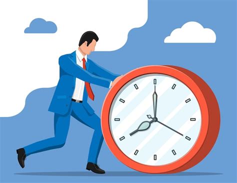 Premium Vector Businessman Pushing Big Clock