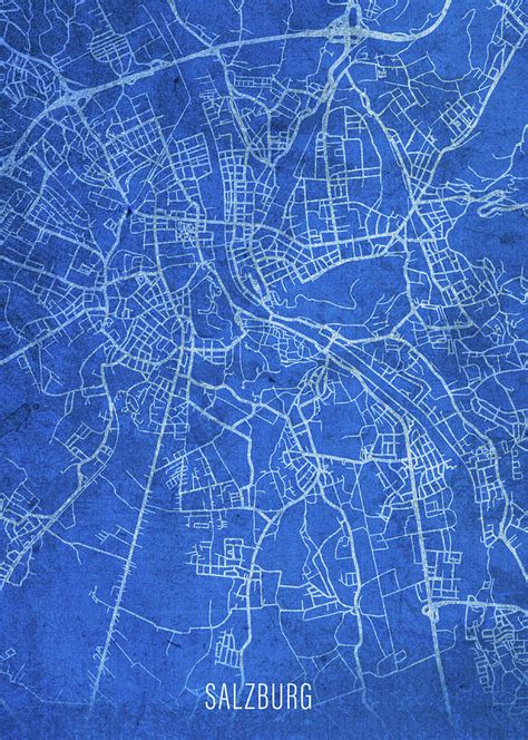 Salzburg Austria City Street Map Blueprints Mixed Media By Design