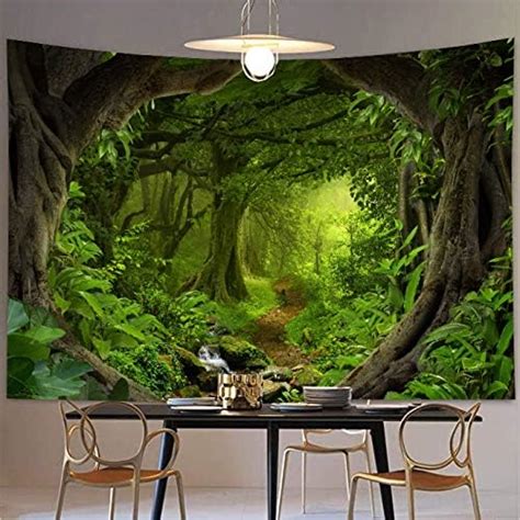 Amazon De Trippy Tapisserie Wald Bach Wandteppich Natur Landschaft