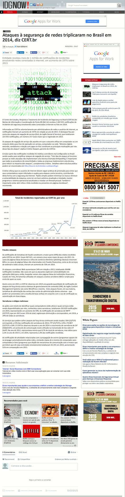 Nic Br Na M Dia Ataques Seguran A De Redes Triplicaram No Brasil