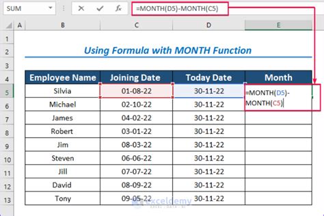 How To Count Months From Date To Today By Using Excel Formula