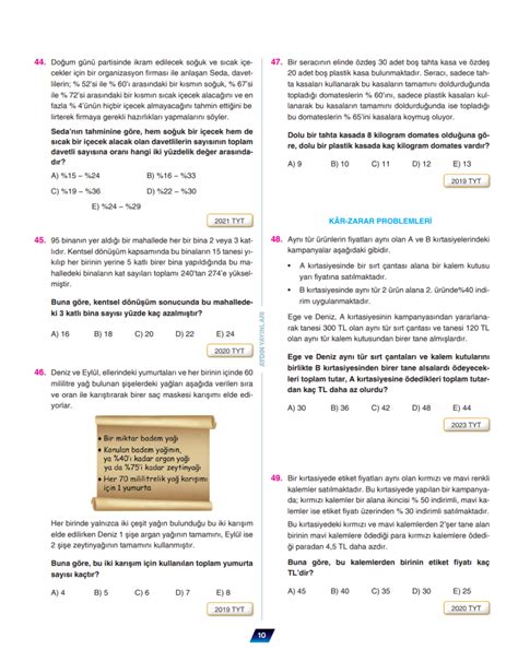 9 Sınıf Matematik KÖsb Oran Orantı Ve Problemler Ünitesi Çıkmış Ösym