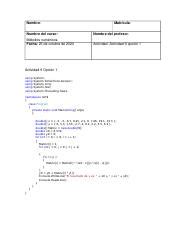 Actividad M Todos Numericos Docx Nombre Matr Cula Nombre Del