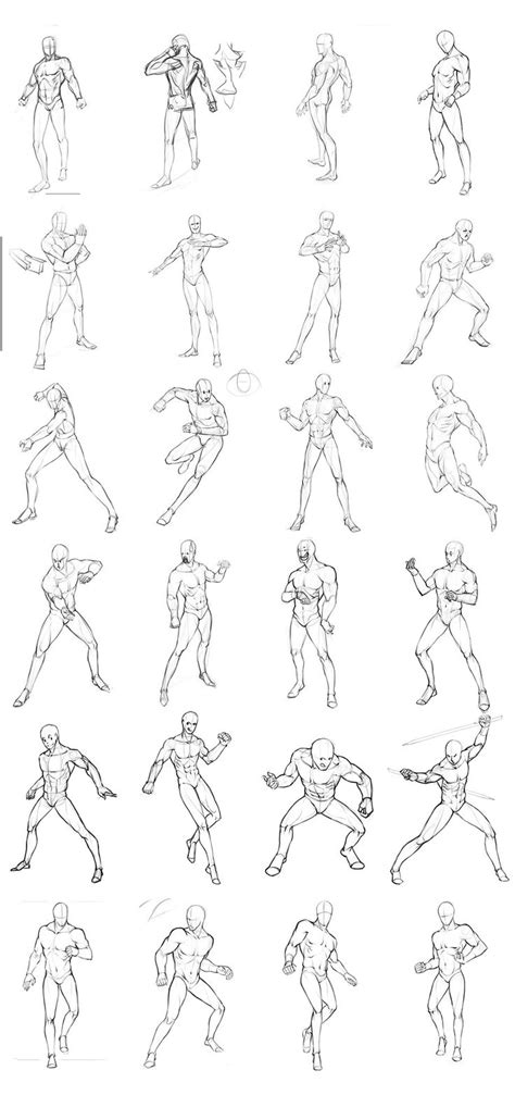 Male Poses Chart By Theoneg On Deviantart Drawing Poses Male Art