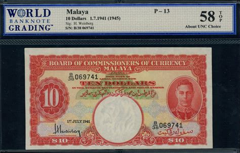 Malaya Board Of Commissioners Of Currency Dollars St July