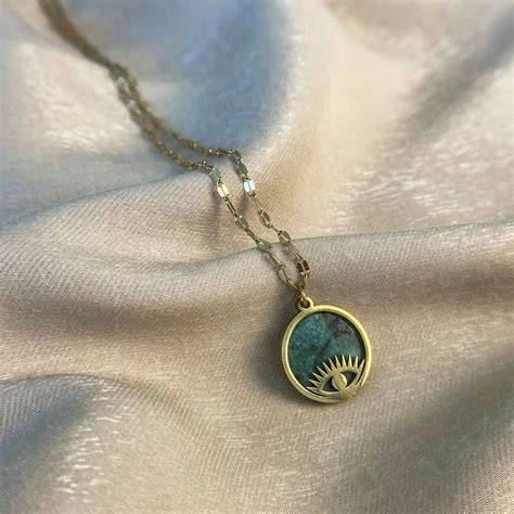 Turquoise Evil Eye Necklace Gold 18k By Asana Crystals