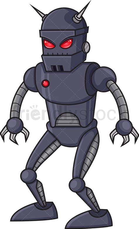 Evil Robot Cartoon Clipart Vector - FriendlyStock