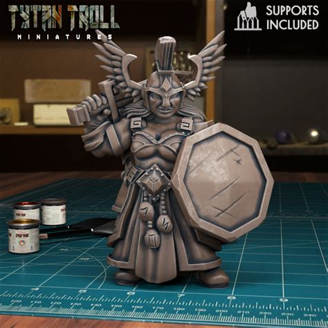 3D Printable Female Dwarf 04 Pre Supported By TytanTroll Miniatures