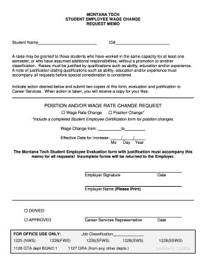 Fillable Online Mtech Employee Change Request For Wage Increase Mtech