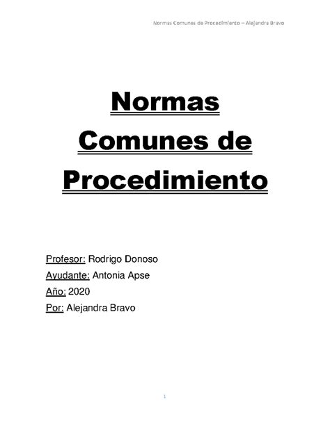 Normas Comunes De Procedimiento Normas Comunes De Procedimiento