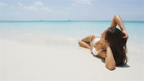 Suntan Bikini Woman Relaxing On Beach Vacation Stock Video Video Of