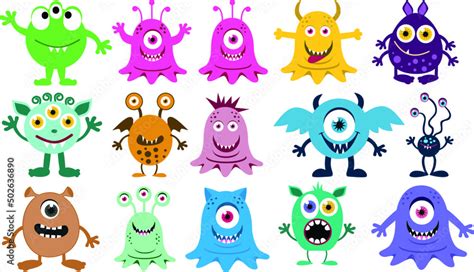 Cute Monsters Vector Clipart, Cartoon Monster Stock Vector | Adobe Stock