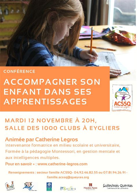 Conférence Accompagner son enfant dans ses apprentissages ACSSQ