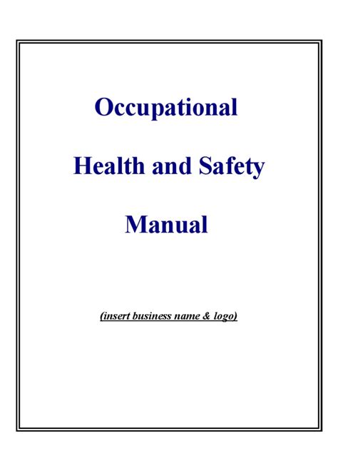 Ohs Manual Pdf Occupational Safety And Health Safety