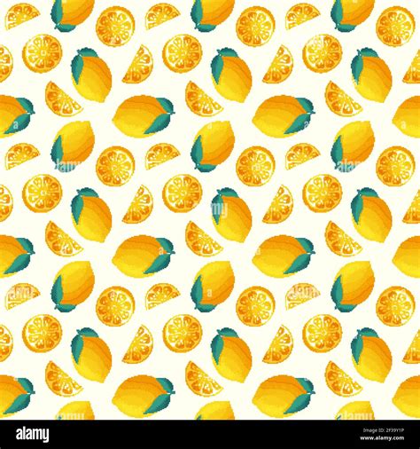 Seamless Pattern With Lemons Vector Background With Juicy Citrus Fruit