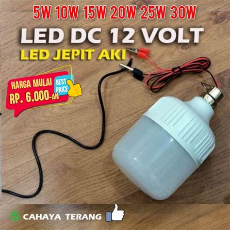 Jual Lampu Led Dc Jepit Aki Accu Volt Bohlam Dc V W W W W