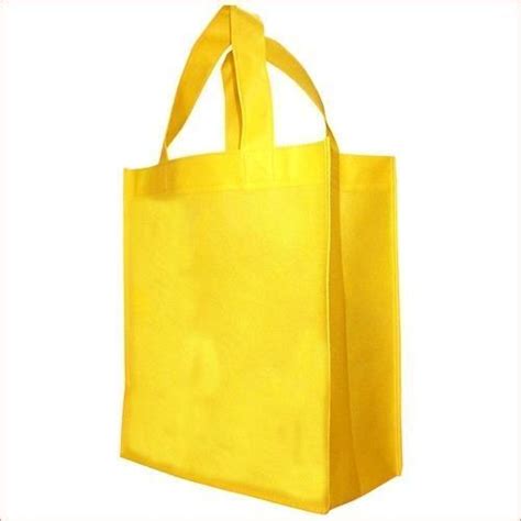 Yellow Plain Loop Handle Non Woven Carry Bag With Recyclable And