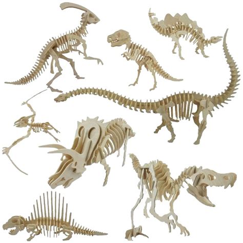 3D Simulation Dinosaur Skeleton Puzzle DIY Wooden Educational Toy for ...