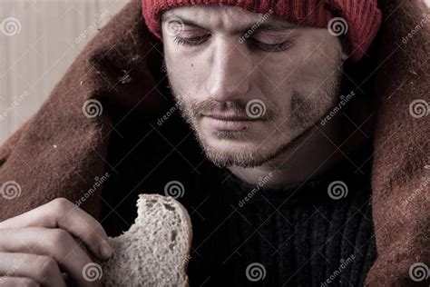 Homeless And Poor Man Eating Sandwich Stock Photo Image Of Alcoholism