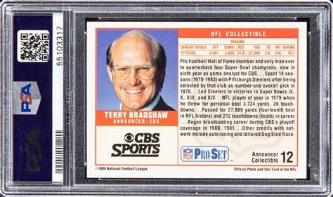 Terry Bradshaw Signed Pro Set Announcers Psa Auto Grade