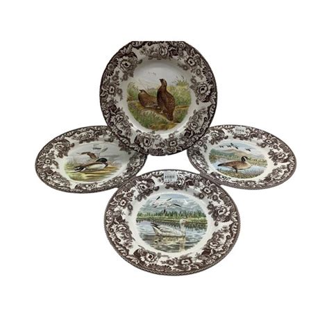 Spode Woodland Dinner Plates Set Of 4 Bird Pattern Nos Etsy