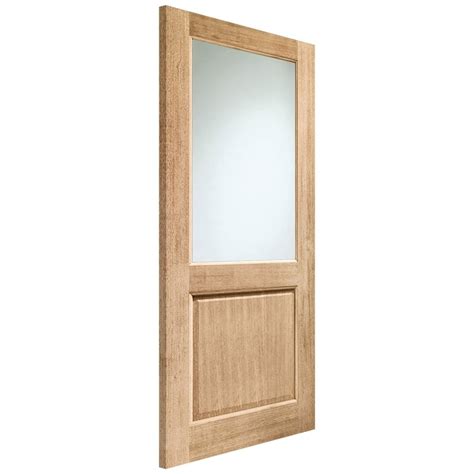 Xl Joinery 2xg Unfinished External Oak Door Dowelled With Double Glazed Clear Glass Dgoxg