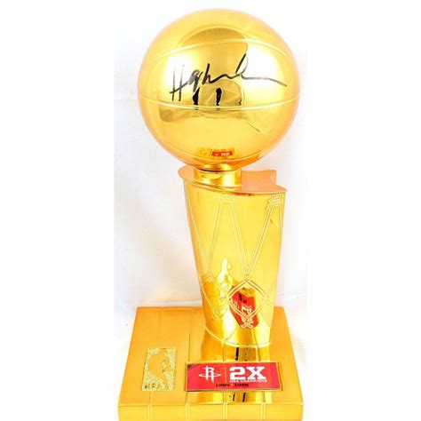 Hakeem Olajuwon Signed Rockets 2x NBA Champions Replica Trophy Beckett