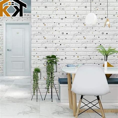 Jual Harga Promo CRT KK 3D Wallpaper Dinding Putih Foam Batu Bata Uk