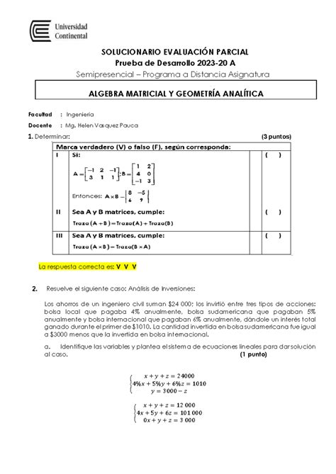 Solucionario Evaluación Parcial SOLUCIONARIO EVALUACIÓN PARCIAL