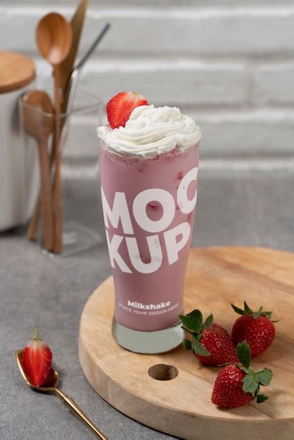 Premium Psd Delicious Milkshake Beverage In Plastic Cup