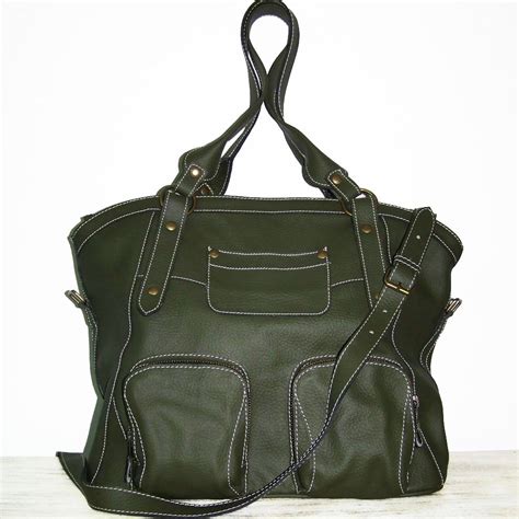 Olive Green Leather Handbag Leather Tote Shoulder By Chicleather