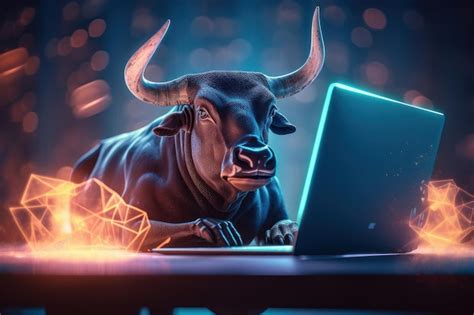 Premium Photo Bull Trading With Computer Bullish In Stock Market And