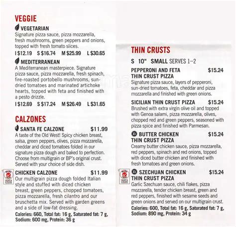 Menu At Boston Pizza Pizzeria Markham Warden Ave