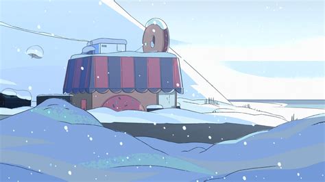 Steven Universe Back View Of Big Donut Store On Snow Weather Hd Movies