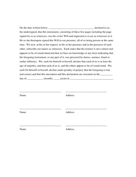 Last Will and Testament Template Free Download