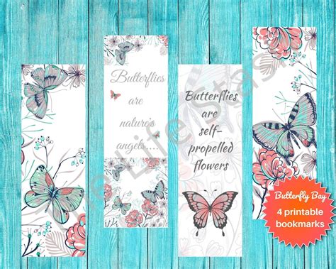 PRINTABLE BUTTERFLY BOOKMARKS Beautiful Butterfly Bookmarks Digital