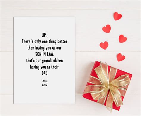 Personalized Son In Law Fathers Day Card Son In Law Birthday Card Son